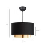 GLOBOSTAR® BASIL 204-0174 Μοντέρνο Κρεμαστό Φωτιστικό Οροφής με Ντουί 1 x E27 AC 220-240V IP20 - Μαύρο & Χρυσό - Μ30 x Π30 x Υ20cm - Image 3