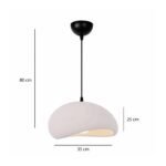 GLOBOSTAR® STONE 204-0176 Μοντέρνο Κρεμαστό Φωτιστικό Οροφής με Ντουί 1 x E27 AC 220-240V IP20 - Λευκό - Μ31.5 x Π35 x Υ26cm - Image 2