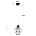 GLOBOSTAR® BUR 204-0180 Μοντέρνο Κρεμαστό Φωτιστικό Οροφής Μονόφωτο 1 x E27 AC 220-240V IP20 Μαύρο - Μ16 x Π16 x Υ19cm - Image 11