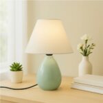 GLOBOSTAR® CESTA 204-0182 Μοντέρνο Επιτραπέζιο Φωτιστικό Πορτατίφ με Ντουί 1 x E27 AC 220-240V IP20 - Λαδί & Μπεζ - Μ17 x Π17 x Υ23cm - Image 3