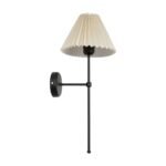 GLOBOSTAR® LING 204-0188 Μοντέρνο Φωτιστικό Τοίχου - Απλίκα με Ντουί 1 x E27 AC 220-240V IP20 - Μαύρο & Μπεζ - Μ22 x Π25 x Υ53cm - Image 4