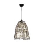 GLOBOSTAR® NETZ 205-0026 Boho Κρεμαστό Φωτιστικό Οροφής με Ντουί 1 x E27 AC 220-240V IP20 - Μπεζ - M30 x Π30 x Υ38cm - Image 4