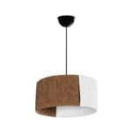 GLOBOSTAR® TAG 205-0059 Boho Κρεμαστό Φωτιστικό Οροφής με Ντουί 1 x E27 AC 220-240V IP20 - Λευκό & Καφέ - M30 x Π30 x Υ18cm - Image 4