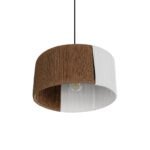 GLOBOSTAR® TAG 205-0059 Boho Κρεμαστό Φωτιστικό Οροφής με Ντουί 1 x E27 AC 220-240V IP20 - Λευκό & Καφέ - M30 x Π30 x Υ18cm - Image 6