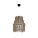 GLOBOSTAR® ROKA 205-0075 Boho Κρεμαστό Φωτιστικό Οροφής με Ντουί 1 x E27 AC 220-240V IP20 - Μπεζ - M30 x Π30 x Υ45cm - Image 4