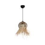 GLOBOSTAR® RIKTA 205-0077 Boho Κρεμαστό Φωτιστικό Οροφής με Ντουί 1 x E27 AC 220-240V IP20 - Μπεζ - M20 x Π20 x Υ30cm - Image 4