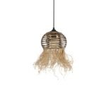 GLOBOSTAR® RIKTA 205-0077 Boho Κρεμαστό Φωτιστικό Οροφής με Ντουί 1 x E27 AC 220-240V IP20 - Μπεζ - M20 x Π20 x Υ30cm - Image 5