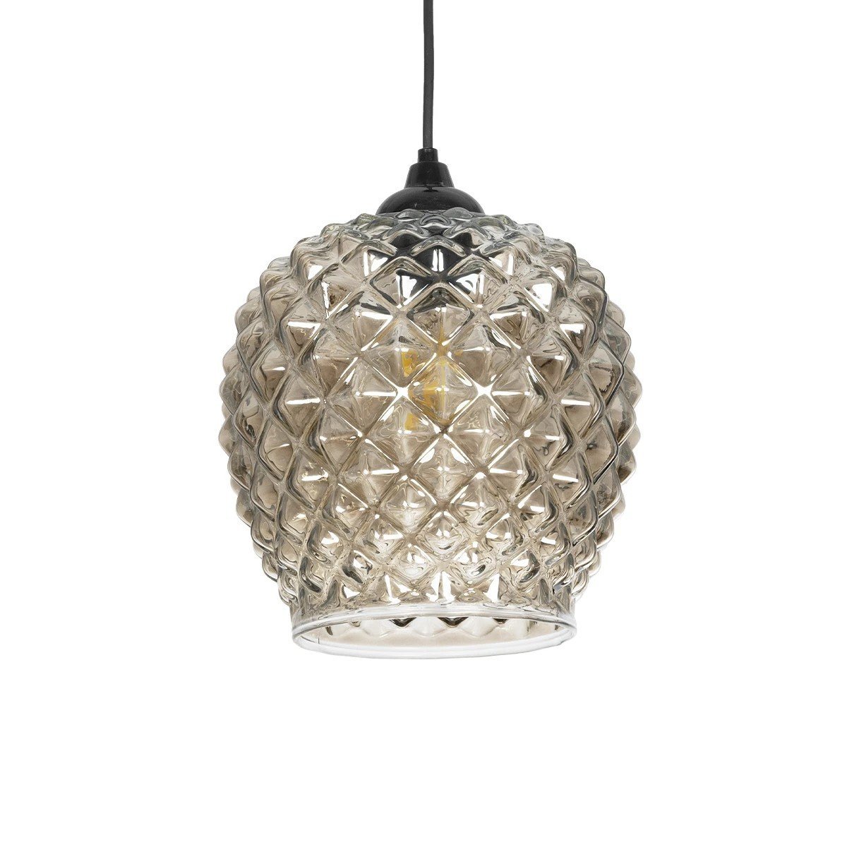 206_0006_0 GLOBOSTAR® KEGEL 206-0006 Μοντέρνο Κρεμαστό Φωτιστικό Οροφής με Ντουί 1 x E27 AC 220-240V IP20 - Μαύρο Φιμέ - Μ19 x Π19 x Υ19cm - Image 1