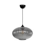 GLOBOSTAR® PERA 206-0010 Μοντέρνο Κρεμαστό Φωτιστικό Οροφής με Ντουί 1 x E27 AC 220-240V IP20 - Μαύρο Φιμέ - Μ30 x Π30 x Υ22cm - Image 4