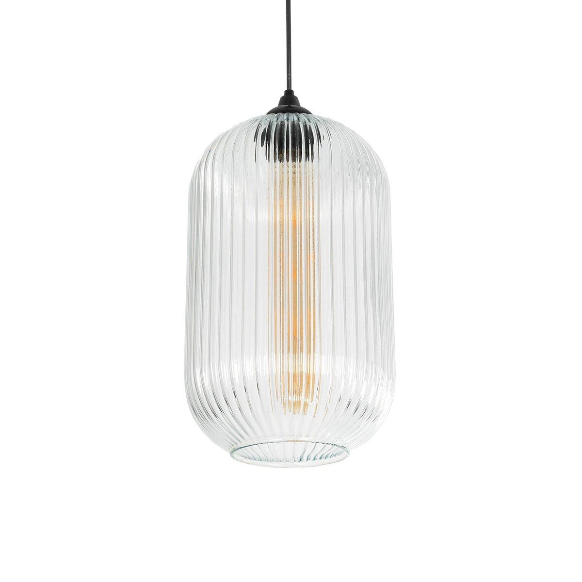 206_0017_0 GLOBOSTAR® MELONI 206-0017 Μοντέρνο Κρεμαστό Φωτιστικό Οροφής με Ντουί 1 x E27 AC 220-240V IP20 - Διάφανο - Μ20 x Π20 x Υ38cm - Image 1