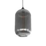 GLOBOSTAR® MELONI 206-0018 Μοντέρνο Κρεμαστό Φωτιστικό Οροφής με Ντουί 1 x E27 AC 220-240V IP20 - Μαύρο Φιμέ - Μ20 x Π20 x Υ38cm