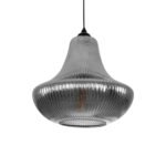 GLOBOSTAR® VERRE 206-0021 Μοντέρνο Κρεμαστό Φωτιστικό Οροφής με Ντουί 1 x E27 AC 220-240V IP20 - Μαύρο Φιμέ - Μ38 x Π38 x Υ34cm