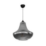 GLOBOSTAR® VERRE 206-0021 Μοντέρνο Κρεμαστό Φωτιστικό Οροφής με Ντουί 1 x E27 AC 220-240V IP20 - Μαύρο Φιμέ - Μ38 x Π38 x Υ34cm - Image 4