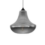 GLOBOSTAR® VERRE 206-0021 Μοντέρνο Κρεμαστό Φωτιστικό Οροφής με Ντουί 1 x E27 AC 220-240V IP20 - Μαύρο Φιμέ - Μ38 x Π38 x Υ34cm - Image 5