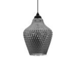 GLOBOSTAR® SKLO 206-0024 Μοντέρνο Κρεμαστό Φωτιστικό Οροφής με Ντουί 1 x E27 AC 220-240V IP20 - Μαύρο Φιμέ - Μ22 x Π22 x Υ31cm - Image 5