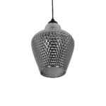 GLOBOSTAR® SKLO 206-0024 Μοντέρνο Κρεμαστό Φωτιστικό Οροφής με Ντουί 1 x E27 AC 220-240V IP20 - Μαύρο Φιμέ - Μ22 x Π22 x Υ31cm - Image 6