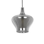 GLOBOSTAR® OVOCE 206-0032 Μοντέρνο Κρεμαστό Φωτιστικό Οροφής με Ντουί 1 x E27 AC 220-240V IP20 - Μαύρο Φιμέ - Μ20 x Π20 x Υ22cm