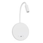 GLOBOSTAR® GOOSE 61693 Μοντέρνο Φωτιστικό Τοίχου - Απλίκα Ξενοδοχείου Reading Light με Φορτιστή USB 3A LED 6W 600lm 36° & 360° AC 220-240V IP20 Θερμό Λευκό 2700K - CREE XPE & Lumileds SMD Chip - Λευκό Ματ - Μ15.5 x Π15 x Υ30.5cm - 3 Χρόνια Εγγύηση - Image 2