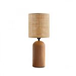 GLOBOSTAR® HARD 204-0065 Boho Επιτραπέζιο Φωτιστικό Πορτατίφ με Ντουί 1 x E14 AC 220-240V IP20 - Καφέ & Μπεζ - Μ15 x Π15 x Υ35cm