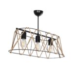 GLOBOSTAR® GATSBY 203-0006 Vintage Κρεμαστό Φωτιστικό Οροφής με Ντουί 3 x E27 AC 220-240V IP20 - Μαύρο & Μπεζ - Μ60 x Π28 x Υ22cm - Image 2