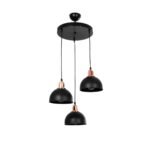 GLOBOSTAR® ΗUT 203-0146 Μοντέρνο Κρεμαστό Φωτιστικό Οροφής με Ντουί 3 x E27 AC 220-240V IP20 - Μάυρο & Χάλκινο - Μ40 x Π40 x Υ40cm - Image 2