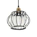 GLOBOSTAR® LUCERO 201-0078 Vintage Κρεμαστό Φωτιστικό Οροφής με Ντουί 1 x E27 AC 220-240V IP20 - Μαύρο & Διάφανο - Μ24 x Π24 x Υ24cm - Image 2