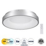 GLOBOSTAR® SALEM 61234 Μοντέρνο Φωτιστικό Οροφής LED 75W 8625lm 120° AC 220-240V IP20 Ρυθμιζόμενο Λευκό CCT με Χειριστήριο από 2700K έως 6000K Dimmable - Lumileds SMD Chip - Γκρι - Μ45 x Π45 x Υ8.5cm - 3 Χρόνια Εγγύηση - Image 2