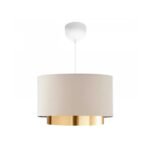 GLOBOSTAR® BASIL 204-0173 Μοντέρνο Κρεμαστό Φωτιστικό Οροφής με Ντουί 1 x E27 AC 220-240V IP20 - Μπεζ & Χρυσό - Μ30 x Π30 x Υ20cm - Image 2