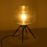 GLOBOSTAR® JAVAN 999-0036 Μοντέρνο Επιτραπέζιο Φωτιστικό Πορτατίφ με Ντουί 1 x E27 AC 220-240V IP20 - Διάφανο & Μαύρο - Μ30 x Π30 x Υ40cm - Image 2