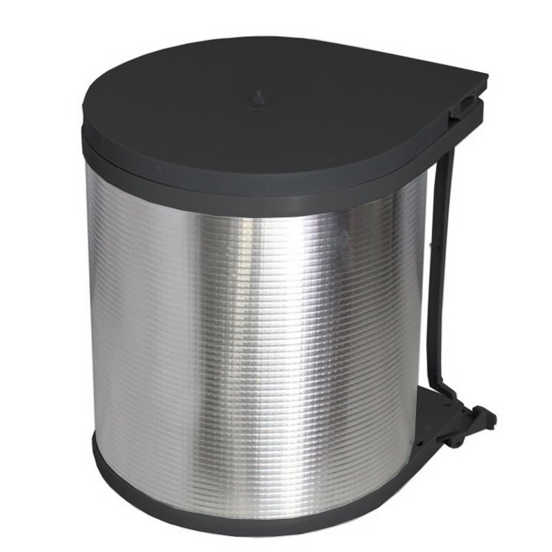 34.102 Κάδος Απορριμμάτων Ντουλαπιού 13lt Inox - Μαύρος με Εσωτερικό Κάδο - Image 1