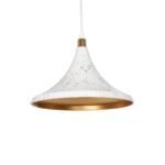 GLOBOSTAR® MARBLE 203-0098 Μοντέρνο Κρεμαστό Φωτιστικό Οροφής με Ντουί 1 x E27 AC 220-240V IP20 - Λεύκο & Χρυσό - Μ30 x Π30 x Υ20cm - Image 2