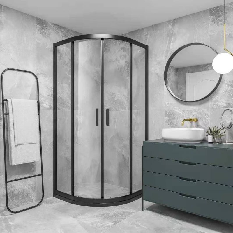 38-5380 NERA-AMERICA ΚΑΜΠΙΝΑ ΓΩΝΙΑΚΗ ΔΙΑΦΑΝΕΣ 80*80*185 ΜΑΥΡΗ_ - Image 1