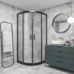 NERA-AMERICA  ΚΑΜΠΙΝΑ ΓΩΝΙΑΚΗ ΔΙΑΦΑΝΕΣ 90*90*185 ΜΑΥΡΗ_