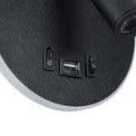 GLOBOSTAR® LADY-R 60938 Μοντέρνο Φωτιστικό Τοίχου - Απλίκα Ξενοδοχείου Reading Light με Φορτιστή USB 3A LED 6W 600lm 36° & 360° AC 220-240V IP20 Φυσικό Λευκό 4500K - Bridgelux COB Chip & TÜV SÜD Driver - Μαύρο Ματ - Μ15 x Π15 x Υ7cm - 3 Χρόνια Εγγύηση - Image 5