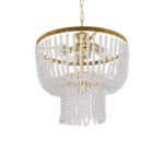 GLOBOSTAR® CRYSTAL 203-0028 Κλασικό Κρεμαστό Φωτιστικό Οροφής με Ντουί 3 x E27 AC 220-240V IP20 - Χρυσό & Διάφανο - Μ41 x Π41 x Υ40cm - Image 2