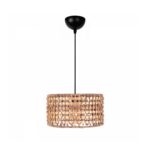 GLOBOSTAR® POMEGRANDE 204-0158 Boho Κρεμαστό Φωτιστικό Οροφής με Ντουί 1 x E27 AC 220-240V IP20 - Μπεζ & Καφέ - Μ30 x Π30 x Υ16cm - Image 2