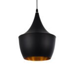 GLOBOSTAR® SHANGHAI 01025-A Μοντέρνο Κρεμαστό Φωτιστικό Οροφής με Ντουί 1 x E27 AC 220-240V IP20 - Μαύρο & Χρυσό - Μ24 x Π24 x Υ30cm - Image 2