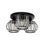 GLOBOSTAR® ILLUME 201-0100 Vintage Φωτιστικό Οροφής με Ντουί 3 x E27 AC 220-240V IP20 - Μαύρο & Διάφανο - Μ50 x Π50 x Υ19cm - Image 2