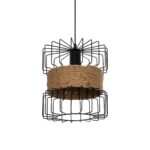 GLOBOSTAR® ORB 201-0096 Vintage Κρεμαστό Φωτιστικό Οροφής με Ντουί 1 x E27 AC 220-240V IP20 - Μαύρο & Μπεζ - Μ27 x Π27 x Υ31cm - Image 2