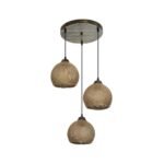 GLOBOSTAR® YASAM 203-0025 Vintage Κρεμαστό Φωτιστικό Οροφής με Ντουί 3 x E27 AC 220-240V IP20 - Καφέ - Μ42 x Π42 x Υ54cm - Image 2