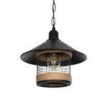 GLOBOSTAR® GLORA 201-0090 Vintage Κρεμαστό Φωτιστικό Οροφής με Ντουί 1 x E27 AC 220-240V IP20 - Μαύρο & Μπεζ - Μ30 x Π30 x Υ29cm - Image 2