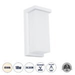 GLOBOSTAR® LOFT 60760 Μοντέρνο Φωτιστικό Τοίχου - Απλίκα LED 18W 1890lm 120° AC 220-240V Αδιάβροχο IP65 Φυσικό Λευκό 4500K - Bridgelux SMD Chip - Λευκό Ματ - Μ24.5 x Π11 x Υ9.5cm - 3 Χρόνια Εγγύηση