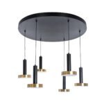 GLOBOSTAR® ZANE 60935 Μοντέρνο Κρεμαστό Φωτιστικό Οροφής LED 100W 11200lm 120° AC 220-240V IP20 Ρυθμιζόμενο Λευκό CCT με Χειριστήριο από 2700K έως 6000K Dimmable - Lumileds SMD Chip - Μαύρο Ματ & Χρυσό - Μ80 x Π80 x Υ20cm - 3 Χρόνια Εγγύηση - Image 2