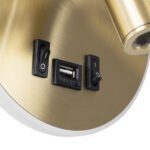 GLOBOSTAR® LADY-R 60940 Μοντέρνο Φωτιστικό Τοίχου - Απλίκα Ξενοδοχείου Reading Light με Φορτιστή USB 3A LED 6W 600lm 36° & 360° AC 220-240V IP20 Φυσικό Λευκό 4500K - Bridgelux COB Chip & TÜV SÜD Driver - Χρυσό Βούρτσας - Μ15 x Π15 x Υ17cm - 3 Χρόνια Εγγύηση - Image 7