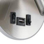 GLOBOSTAR® LADY-R 60941 Μοντέρνο Φωτιστικό Τοίχου - Απλίκα Ξενοδοχείου Reading Light με Φορτιστή USB 3A LED 6W 600lm 36° & 360° AC 220-240V IP20 Φυσικό Λευκό 4500K - Bridgelux COB Chip & TÜV SÜD Driver - Νίκελ Βούρτσας - Μ15 x Π15 x Υ17cm - 3 Χρόνια Εγγύηση - Image 7