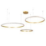 GLOBOSTAR® DIAMOND TRIO 61147 Μοντέρνο Κρεμαστό Φωτιστικό Οροφής LED 150W 18379lm 360° AC 220-240V IP20 Ρυθμιζόμενο Λευκό CCT με Χειριστήριο από 2700K έως 6000K Dimmable - Lumileds SMD Chip - Χρυσό Βούρτσας - Μ170 x Π170 x Υ60cm - 3 Χρόνια Εγγύηση - Image 3