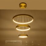 GLOBOSTAR® NEMESIS TRIO 61169 Μοντέρνο Κρεμαστό Φωτιστικό Οροφής LED 100W 12123lm 360° AC 220-240V IP20 Ρυθμιζόμενο Λευκό CCT με Χειριστήριο από 2700K έως 6000K Dimmable - Lumileds SMD Chip - Χρυσό Βούρτσας - Μ60 x Π60 x Υ60cm - 3 Χρόνια Εγγύηση - Image 11