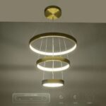 GLOBOSTAR® NEMESIS TRIO 61169 Μοντέρνο Κρεμαστό Φωτιστικό Οροφής LED 100W 12123lm 360° AC 220-240V IP20 Ρυθμιζόμενο Λευκό CCT με Χειριστήριο από 2700K έως 6000K Dimmable - Lumileds SMD Chip - Χρυσό Βούρτσας - Μ60 x Π60 x Υ60cm - 3 Χρόνια Εγγύηση - Image 12