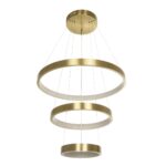 GLOBOSTAR® NEMESIS TRIO 61169-DECO Μοντέρνο Κρεμαστό Φωτιστικό Οροφής LED 100W 12123lm 360° AC 220-240V IP20 Ρυθμιζόμενο Λευκό CCT με Χειριστήριο από 2700K έως 6000K Dimmable - Lumileds SMD Chip - Χρυσό Βούρτσας - Μ60 x Π60 x Υ60cm - 3 Χρόνια Εγγύηση - Image 4