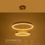 kelvo® VENOM 61187 Μοντέρνο Κρεμαστό Φωτιστικό Οροφής LED 75W 8818lm 120° AC 220-240V IP20 Ρυθμιζόμενο Λευκό CCT με Χειριστήριο από 2700K έως 6000K Dimmable - Lumileds SMD Chip - Χρυσό Βούρτσας - Μ60 x Π60 x Υ40cm - 3 Χρόνια Εγγύηση - Image 13